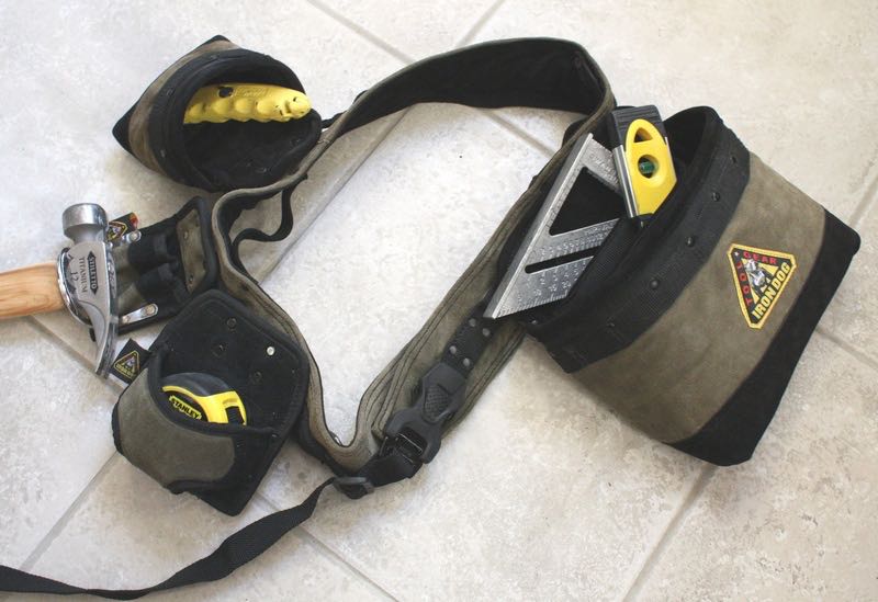 Dog with tool clearance belt