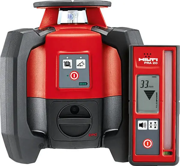 Hilti PR 2-HS rotating laser and PRA20 long range detector