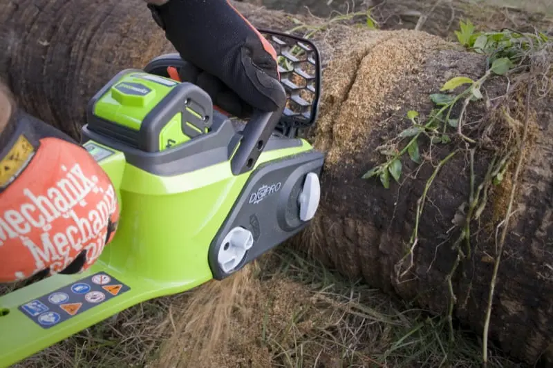 GreenWorks G-MAX sawdust spray