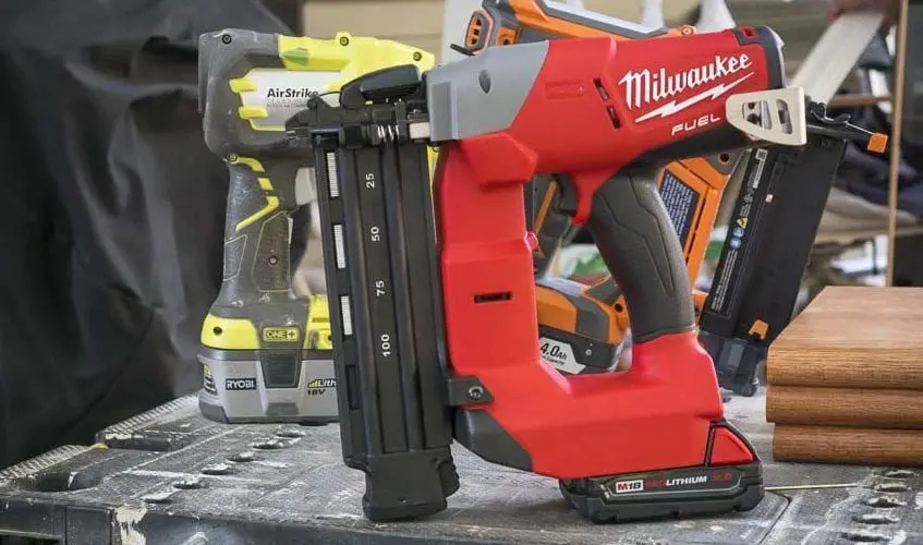 Milwaukee M18 Fuel 18-gauge finish nailer side