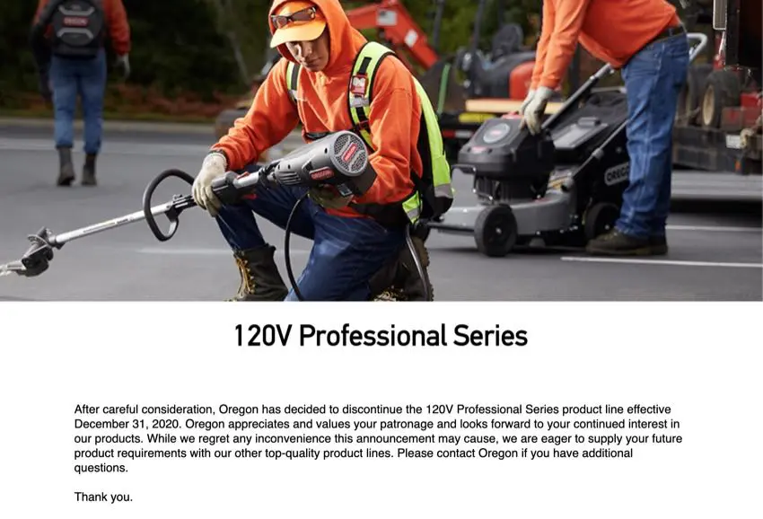 Oregon 120V Professional Tools Discontinued and No Longer Sold