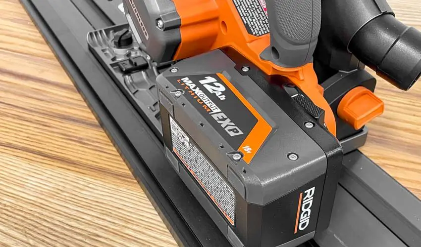 Ridgid 12.0Ah EXP Battery on Track Saw