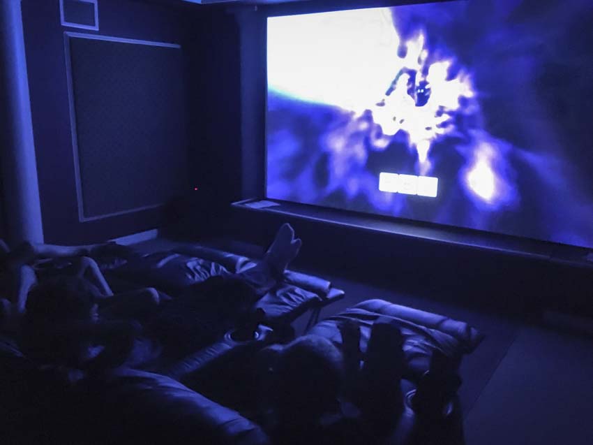 Home theater with hidden speaker wires