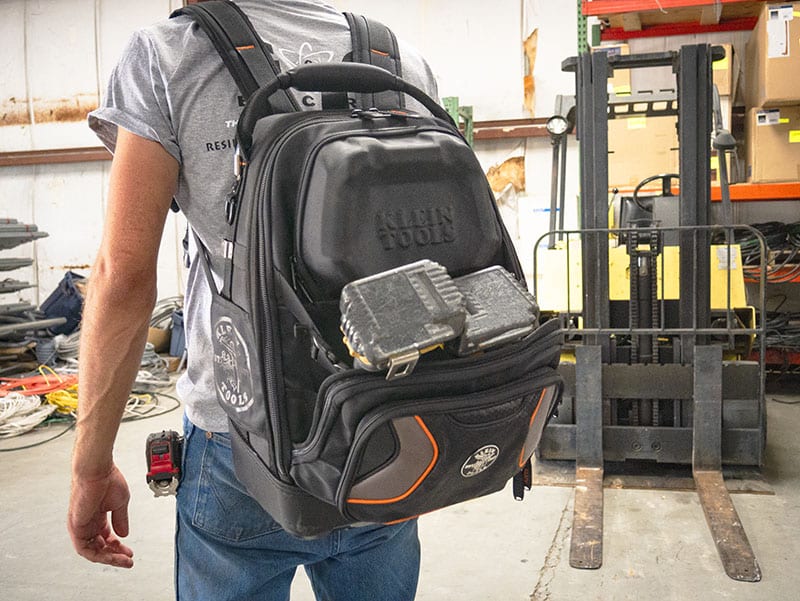 Klein Tools 14 in. Tradesman Pro Organizer Technichian's Jobsite Backpack  with Laptop Pocket 55456BPL - The Home Depot
