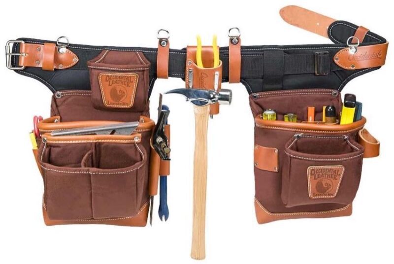 Carpenter Tool Work Belt with Pouches, Canvas, Nail Bags, for Roofers,  Joiners, Utility Strap