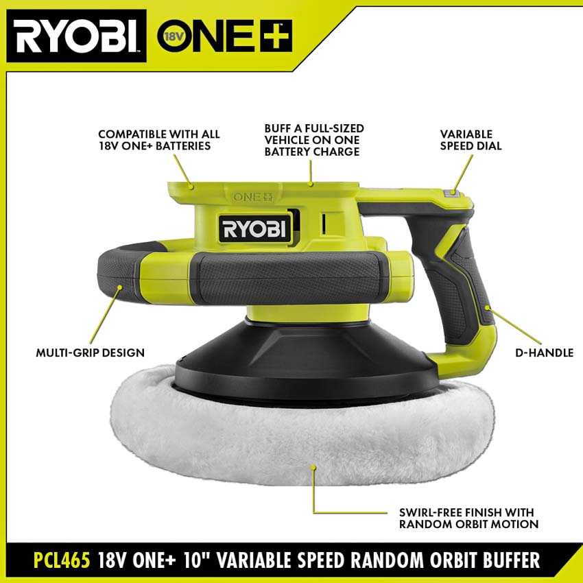 Ryobi 18V 10Inch Variable Speed Orbital Buffer PCL465K1