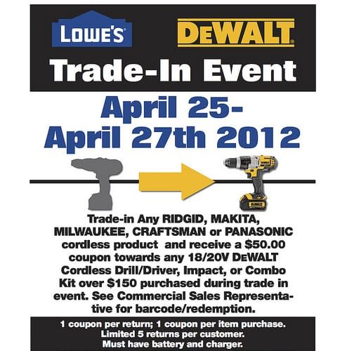 DeWalt Trade-in Event at Lowes April 25-27